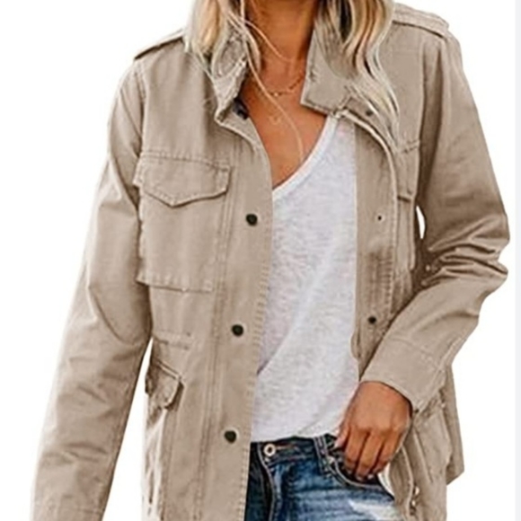 New York & Company Military/Cargo Jacket 100% Linen sz XL - Picture 3 of 8